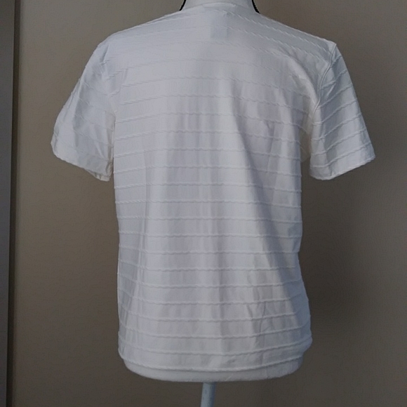 Talbots Stretch Short Sleeve Pattern White Top - Picture 8 of 13